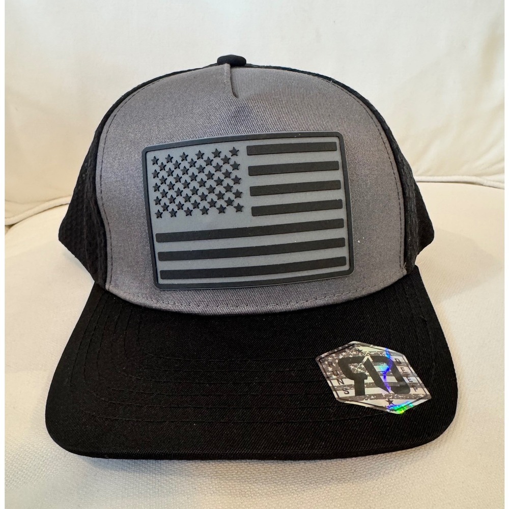 Runs Deep Tactical American Flag Mesh Trucker Hat OSFM‎ Black Gray